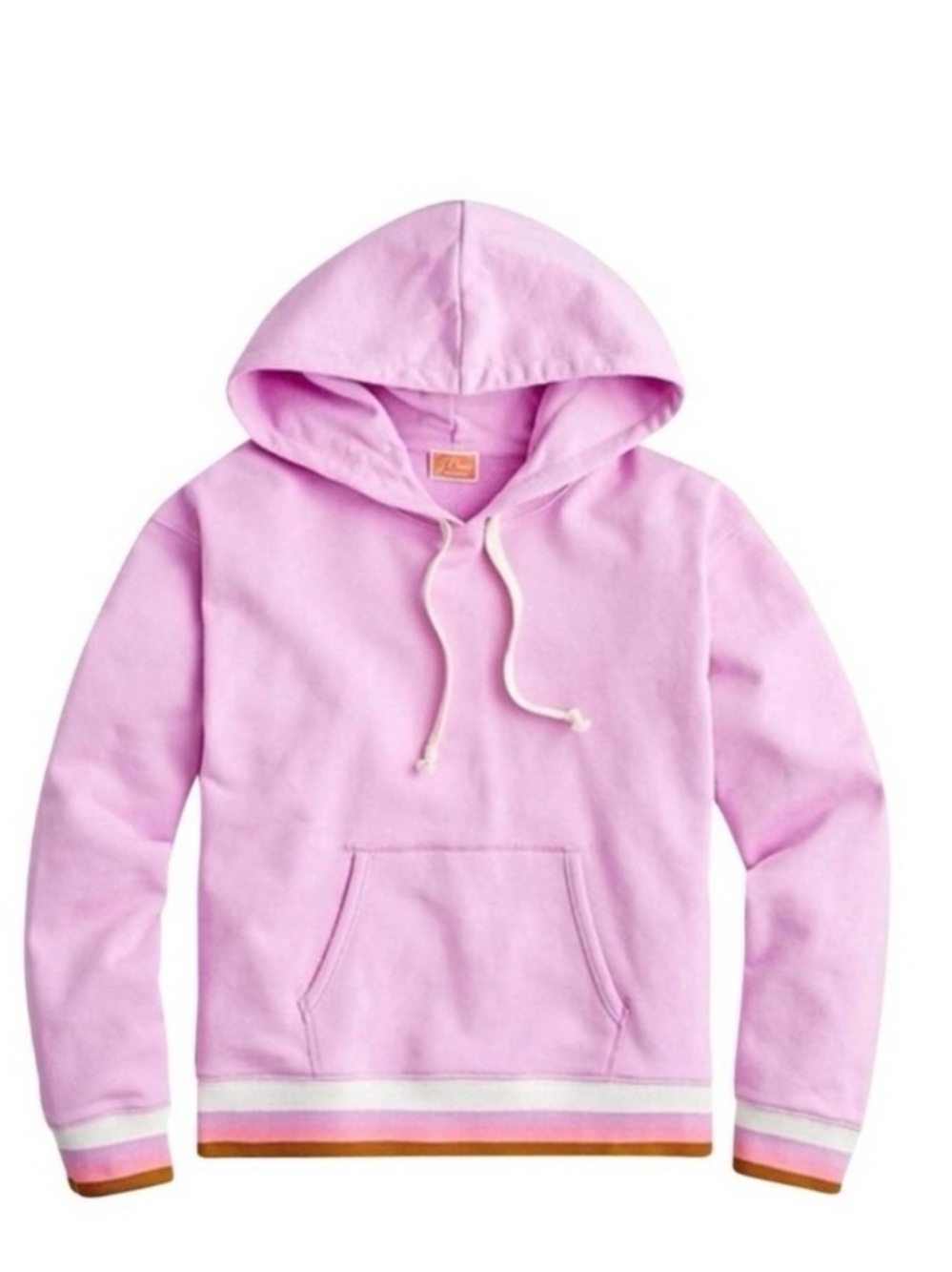 J. Crew Weekend Lilac Striped Trim Drawstring Pullover Hoodie Medium